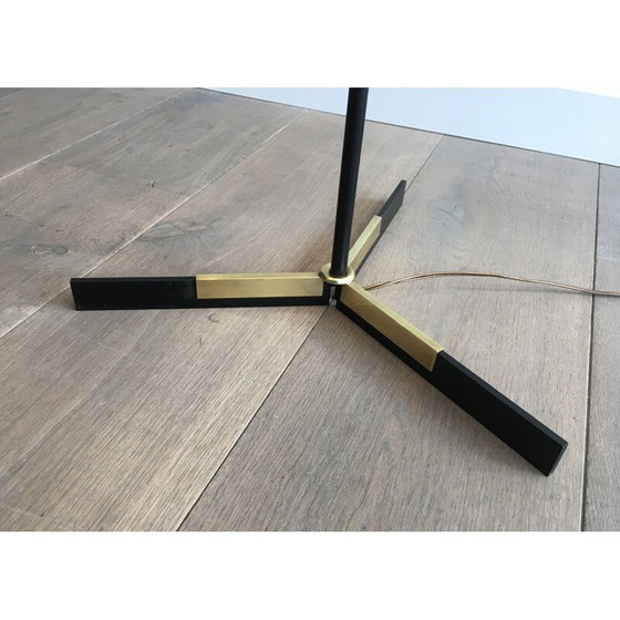 Image 1 of Lampadaire vintage en métal et laiton, 1950