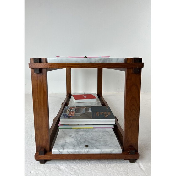 Image 1 of Etagère vintage moderniste en marbre et bois, 1980