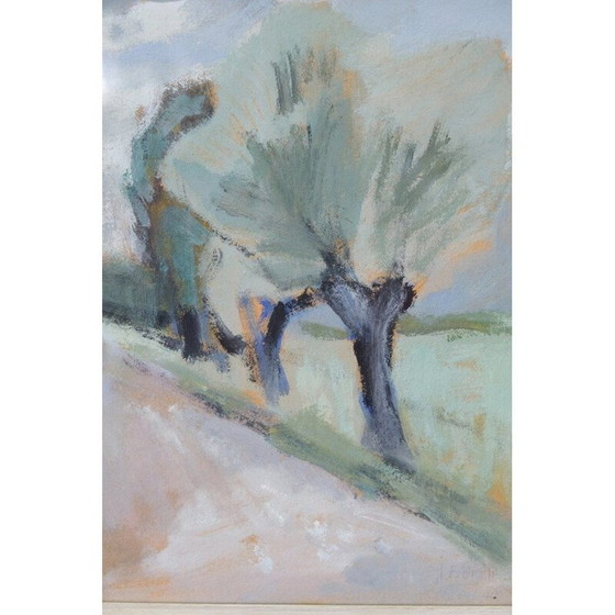 Image 1 of Peinture scandinave vintage avec gouache moderne par John Börén, Suède 1950