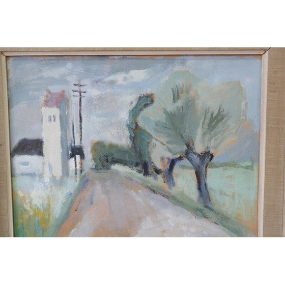 Image 1 of Peinture scandinave vintage avec gouache moderne par John Börén, Suède 1950