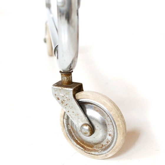 Image 1 of Chariot art déco vintage en métal chromé et noir par Torck