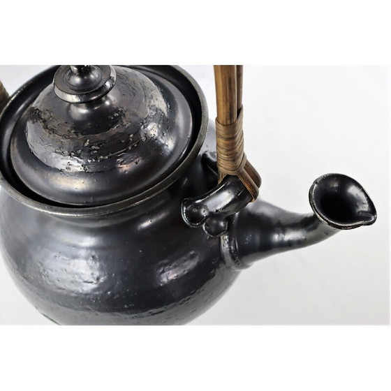 Image 1 of Service à thé vintage en céramique noire de Jean Marais, 1980