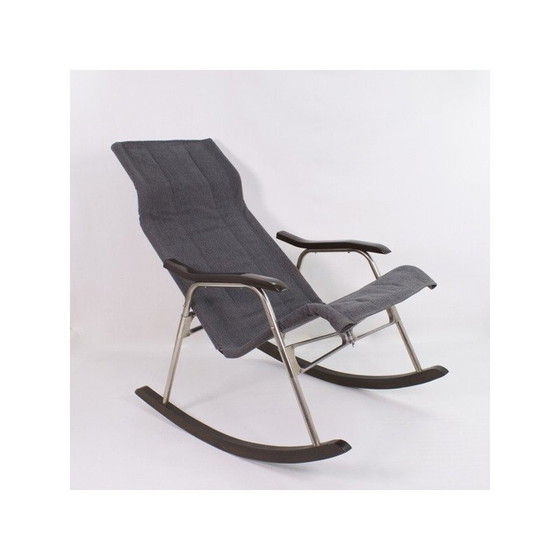 Image 1 of Vintage rocking chair in aluminum and wood by Takeshi Nii, Japan 1950