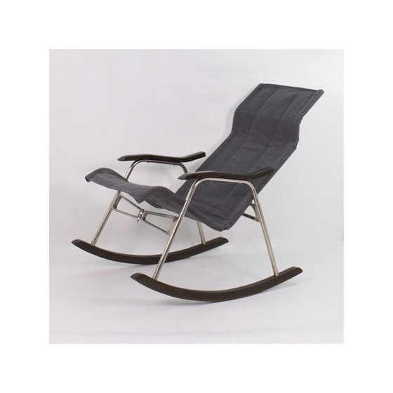 Image 1 of Vintage rocking chair in aluminum and wood by Takeshi Nii, Japan 1950