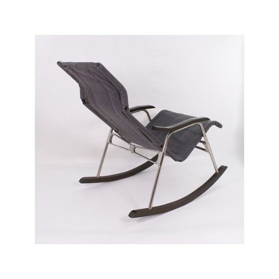 Image 1 of Vintage rocking chair in aluminum and wood by Takeshi Nii, Japan 1950