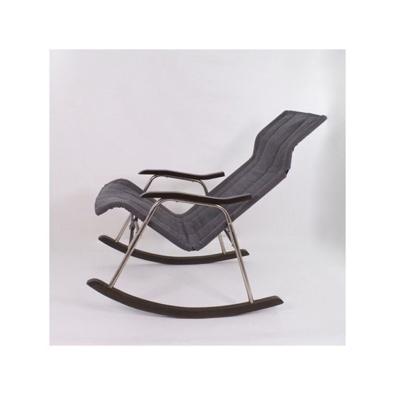 Image 1 of Vintage rocking chair in aluminum and wood by Takeshi Nii, Japan 1950