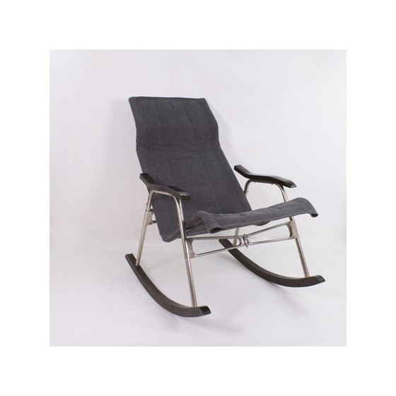 Image 1 of Vintage rocking chair in aluminum and wood by Takeshi Nii, Japan 1950