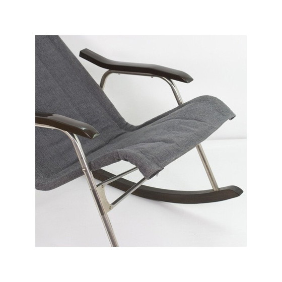 Image 1 of Vintage rocking chair in aluminum and wood by Takeshi Nii, Japan 1950