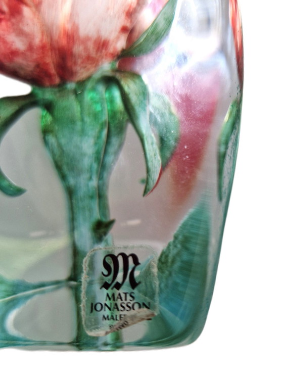 Image 1 of Mats Jonasson - Sculpture en verre Rose - Grand format