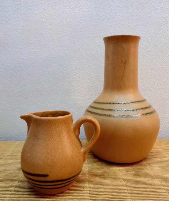 Image 1 of Tasses Et Vase Sarreguemines Modèle Chaumière 