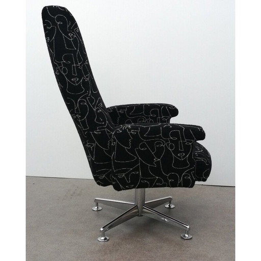 Fauteuil vintage en métal et tissu par Ligne Roset, France 1970
