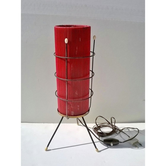 Image 1 of Lampe de table vintage avec base tripode en laiton, 1950