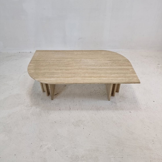 Image 1 of Table basse vintage en travertin, Italie