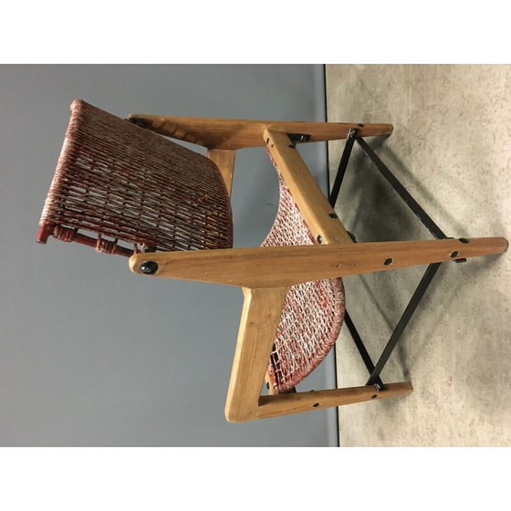 Fauteuil vintage en bois et corde, 1960 (photo 4 of 12)