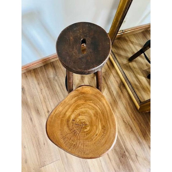 Image 1 of Paire de tabourets hauts vintage dépareillés