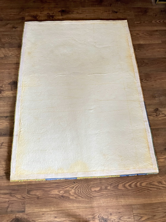 Image 1 of Tapis Corneille (Corneille Guillaume Van Beverloo) très ancien avec motif "Le Chat La Lune Et Le Soleil".