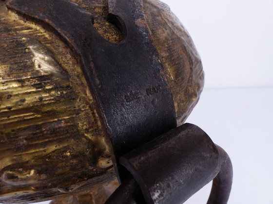 Image 1 of Lampe Brutaliste En Bronze Doré Max Bre 1970