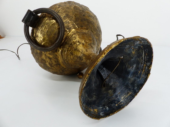 Image 1 of Lampe Brutaliste En Bronze Doré Max Bre 1970