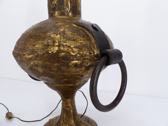 Image 1 of Lampe Brutaliste En Bronze Doré Max Bre 1970
