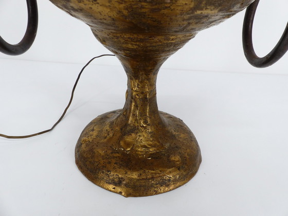 Image 1 of Lampe Brutaliste En Bronze Doré Max Bre 1970
