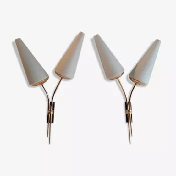 Image 1 of Paire De Doubles Appliques Design Organiques 1950