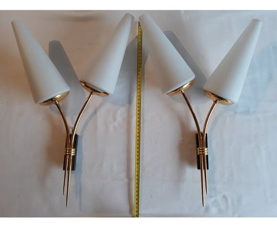 Image 1 of Paire De Doubles Appliques Design Organiques 1950