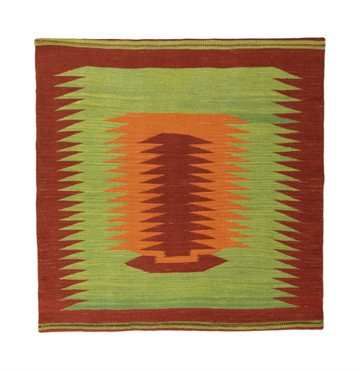 Kilim en laine tissé à la main par un designer - 99 X 97 cm