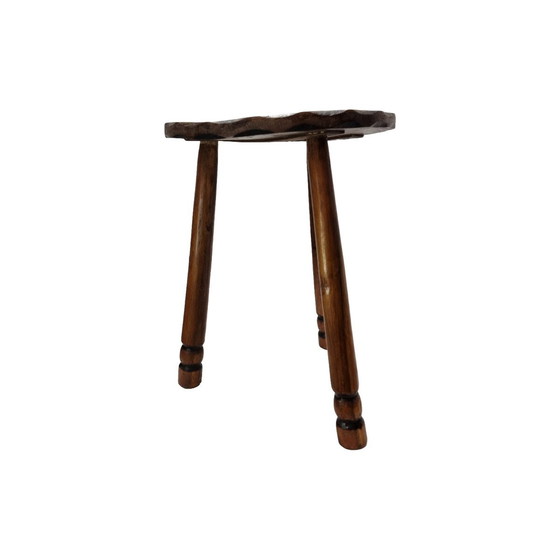 Image 1 of Tabouret tripode en chêne français, années 50/60