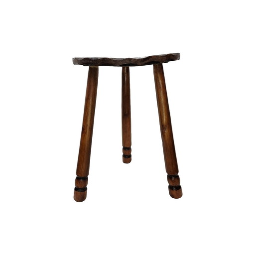 Tabouret tripode en chêne français, années 50/60