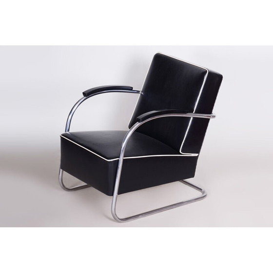 Image 1 of Paire de fauteuils vintage en cuir noir de Mucke-Melder, 1930