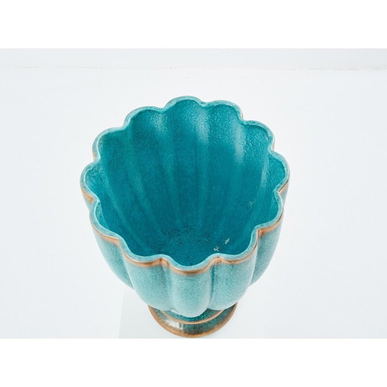 Image 1 of Vase vintage en céramique vert-bleu de Gabriele Bicchioni, Italie 1930