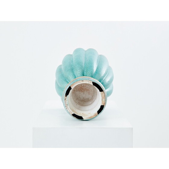 Image 1 of Vase vintage en céramique vert-bleu de Gabriele Bicchioni, Italie 1930