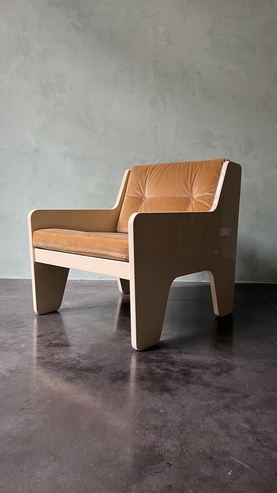 Image 1 of Fauteuil En Bois Laqué Mid Century Modern