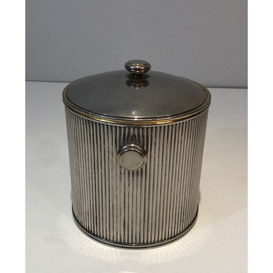 Image 1 of Seau à glace vintage en métal argenté et plastique, France 1970