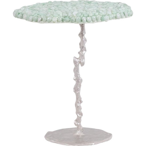 Guéridon vintage en amazonite et pierre semi-précieuse, France