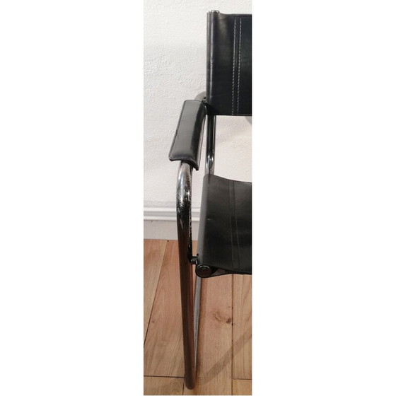 Image 1 of Chaise vintage B34 en cuir noir et structure en aluminium de Marcel Breuer