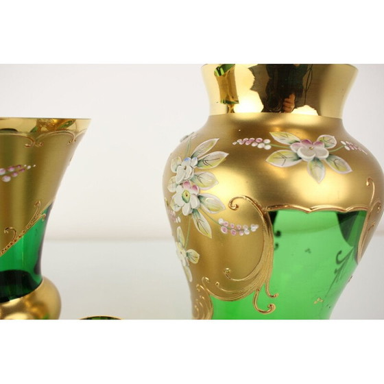 Image 1 of Vase bohémien vintage en verre doré, tchèque 1950