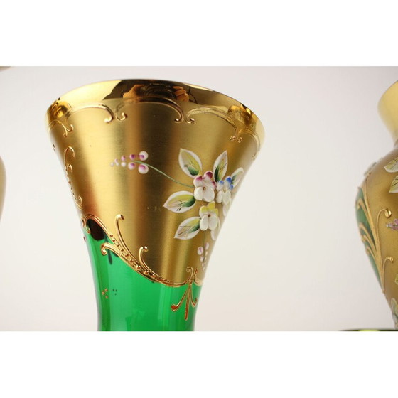 Image 1 of Vase bohémien vintage en verre doré, tchèque 1950