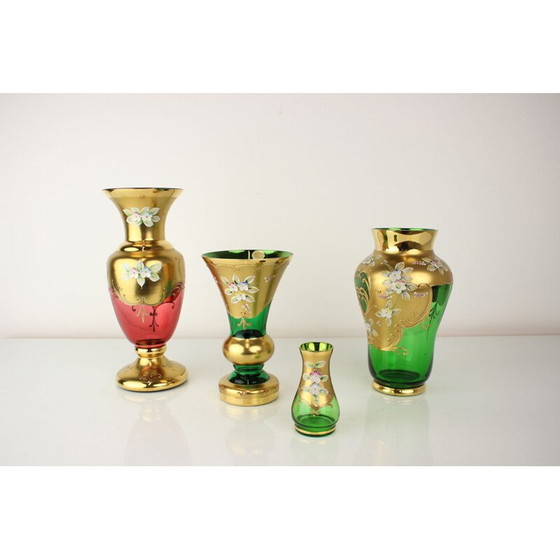 Image 1 of Vase bohémien vintage en verre doré, tchèque 1950