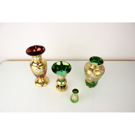 Image 1 of Vase bohémien vintage en verre doré, tchèque 1950