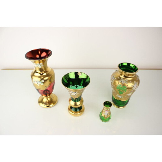 Image 1 of Vase bohémien vintage en verre doré, tchèque 1950