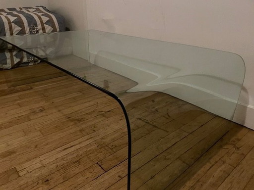 Table basse design en verre de Flam Italia Waterfall 1970