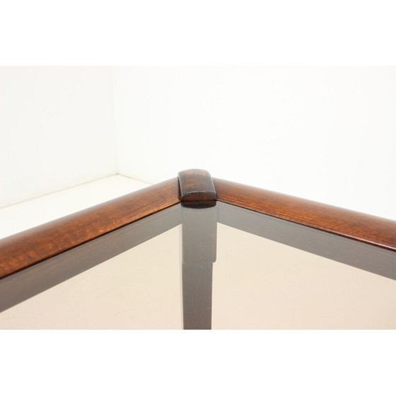 Image 1 of Table basse vintage en bois et verre par Drevotva, Tchécoslovaquie 1970
