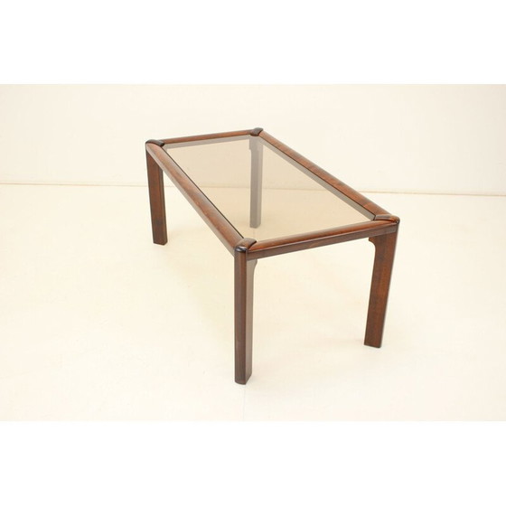 Image 1 of Table basse vintage en bois et verre par Drevotva, Tchécoslovaquie 1970