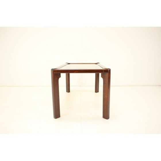 Image 1 of Table basse vintage en bois et verre par Drevotva, Tchécoslovaquie 1970
