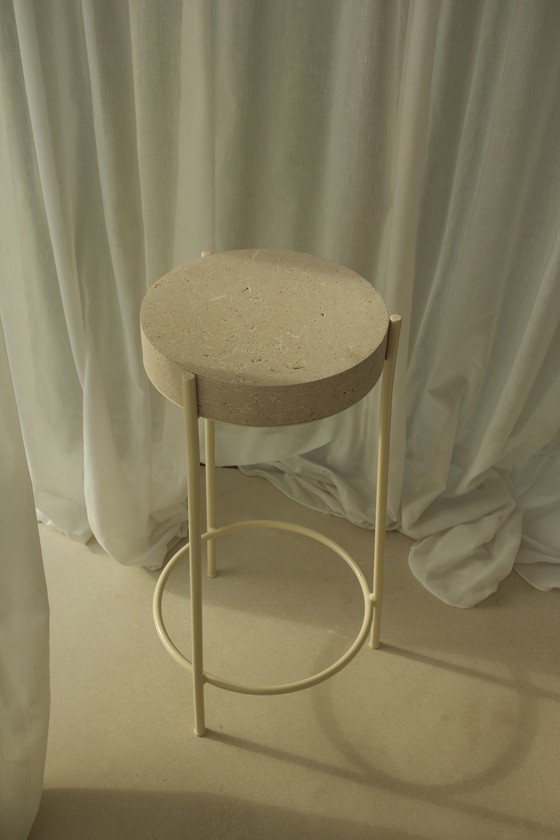 Image 1 of 3X Tabouret de bar Marbre et acier Par Tjørven Rappelet