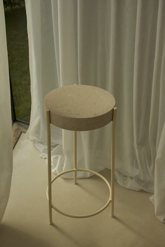 Image 1 of 3X Tabouret de bar Marbre et acier Par Tjørven Rappelet