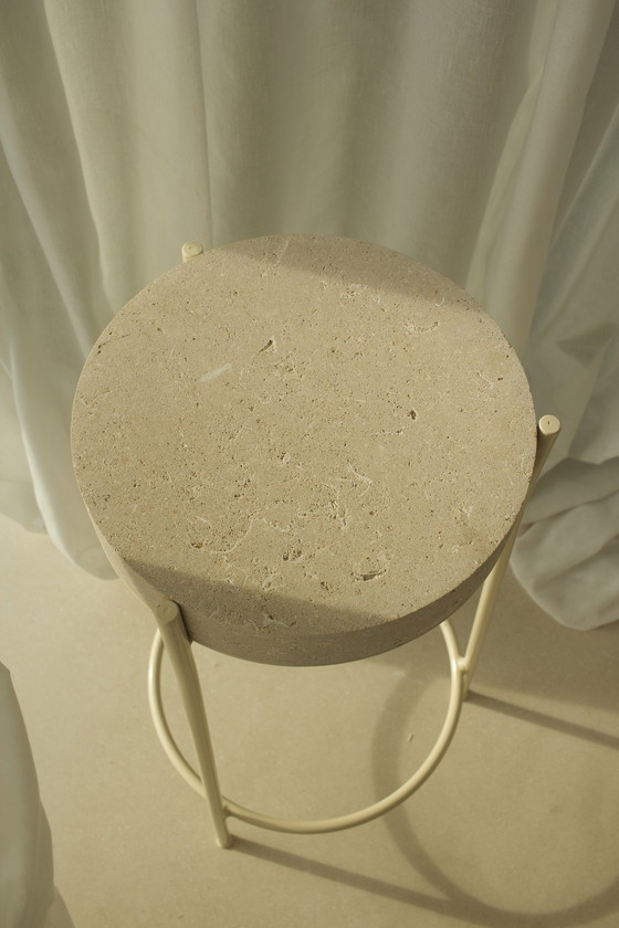 Image 1 of 3X Tabouret de bar Marbre et acier Par Tjørven Rappelet