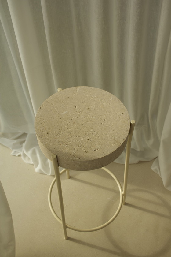 Image 1 of 3X Tabouret de bar Marbre et acier Par Tjørven Rappelet