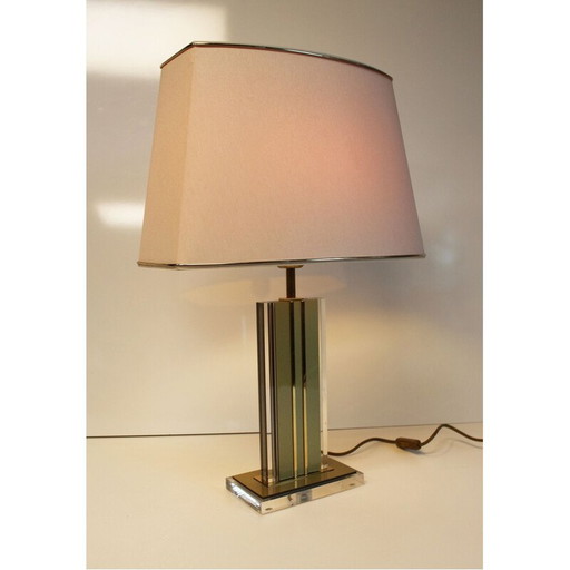 Lampe vintage en lucite et laiton par Belgochrom, 1970